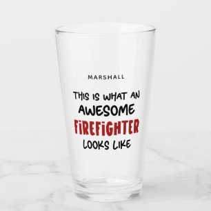 Personalised Awesome Firefighter Funny Firefighter Glass