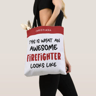 Personalised Awesome Firefighter Funny Firefighter Tote Bag
