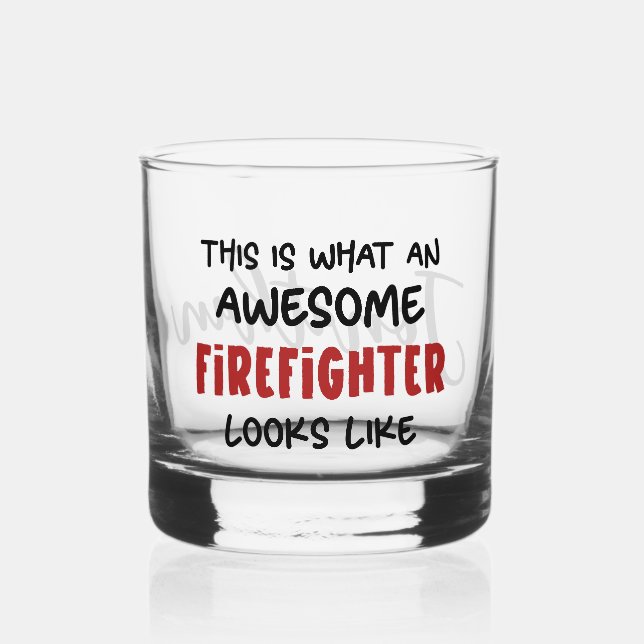 Personalised Awesome Firefighter Funny Firefighter Whiskey Glass (Front)