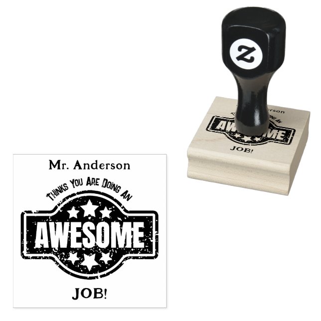 Personalised Awesome Job Teacher Name Rubber Stamp (Stamped)