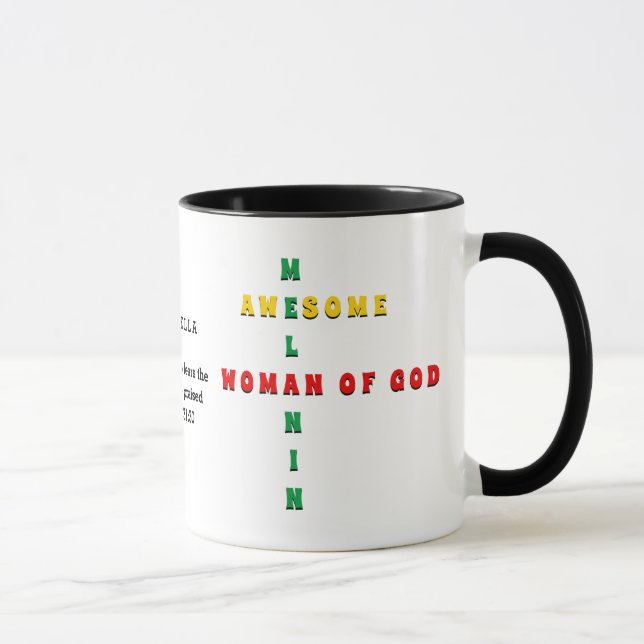 Personalised Awesome Melanin WOMAN OF GOD Mug (Right)