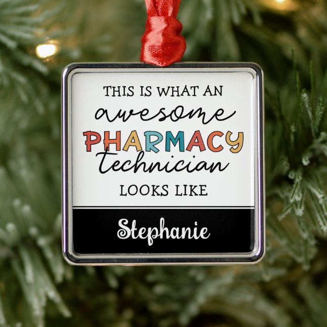 Personalised Awesome Pharmacy Tech Funny Metal Tree Decoration (Tree)