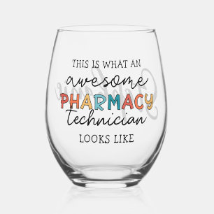 Personalised Awesome Pharmacy Technician Stemless Wine Glass