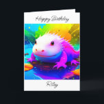 Personalised Axolotl Kid's Birthday Card<br><div class="desc">Personalised Birthday card for a child. Add your child's name to this axolotl themed birthday card. Axolotl birthday pun. Birthday card for a boy or girl.</div>