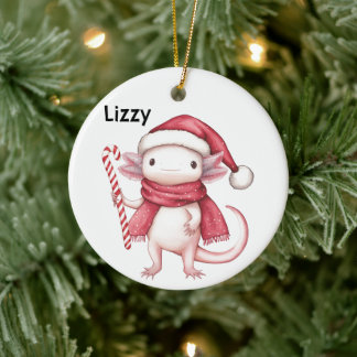 Personalised Axolotl Salamander Christmas Ceramic Tree Decoration