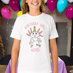 Personalised Axolotl Themed Birthday Girl T-Shirt