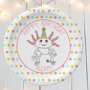 Personalised Axolotl Themed Birthday Party Paper Plate