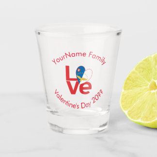 Personalised Azorean Red LOVE Flag Shot Glass