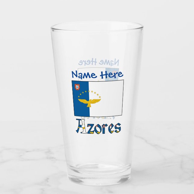 Personalised Azores Flag Name Design Glass (Front)