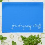 Personalised Azure Blue Tea Towel<br><div class="desc">Azure blue background with customisable white text. This is a bright cyan-blue colour that is often described as the colour of the sky on a clear day.</div>