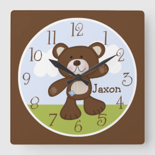 Personalised B is for Bear/Teddy Bear Kids Clock