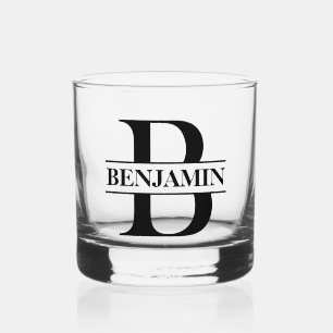 Personalised B Name Custom Gift for Him Dad Groom Whiskey Glass