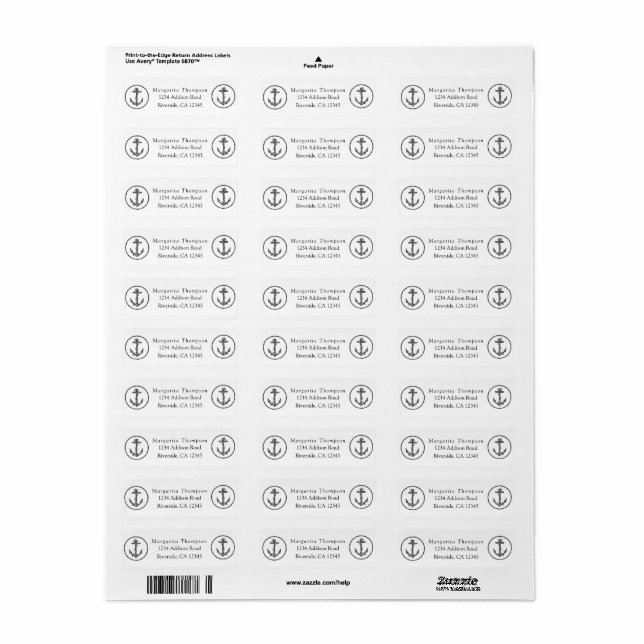 Personalised B&W Anchor (Full Sheet)