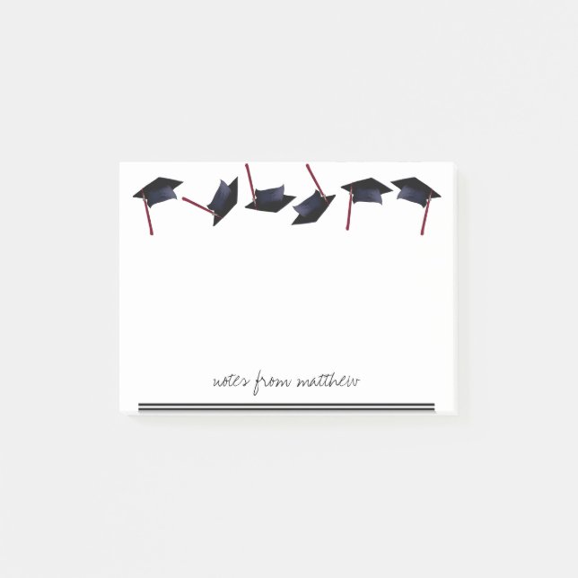 Personalised B&W Graduation Caps Gone Wild  Post-it Notes (Front)