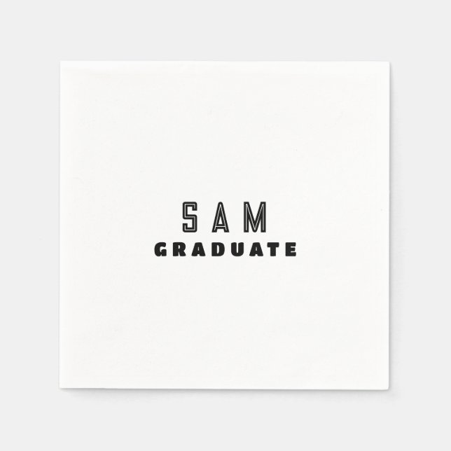 Personalised B/W Graduation Party  Napkin (Front)