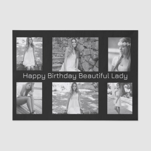 Personalised B&W Photos & Text Multi Occasion  Tissue Paper (Front)