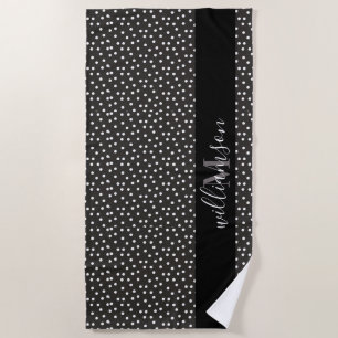 Personalised B&W Polka Dot  Beach Towel