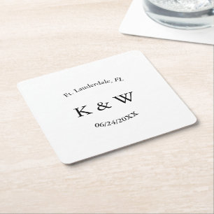 Personalised B & W Square Paper Coaster