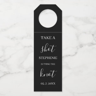Personalised B&W Take a Shot Bottle Tag