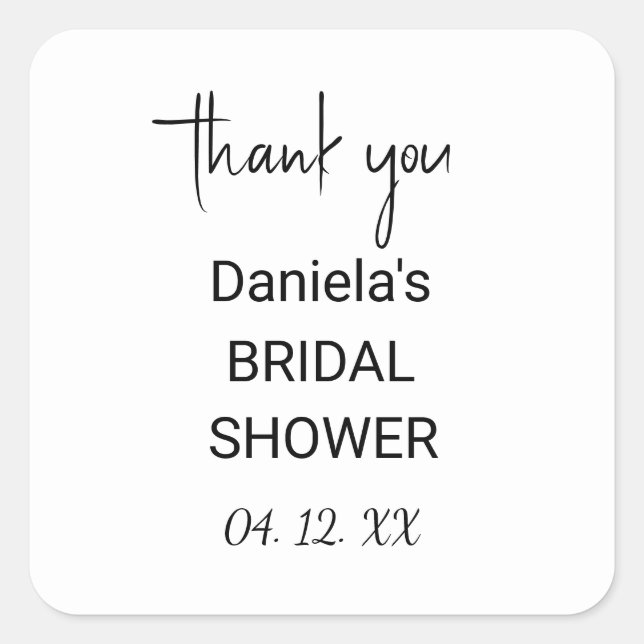 Personalised B&W thank you Square Sticker (Front)