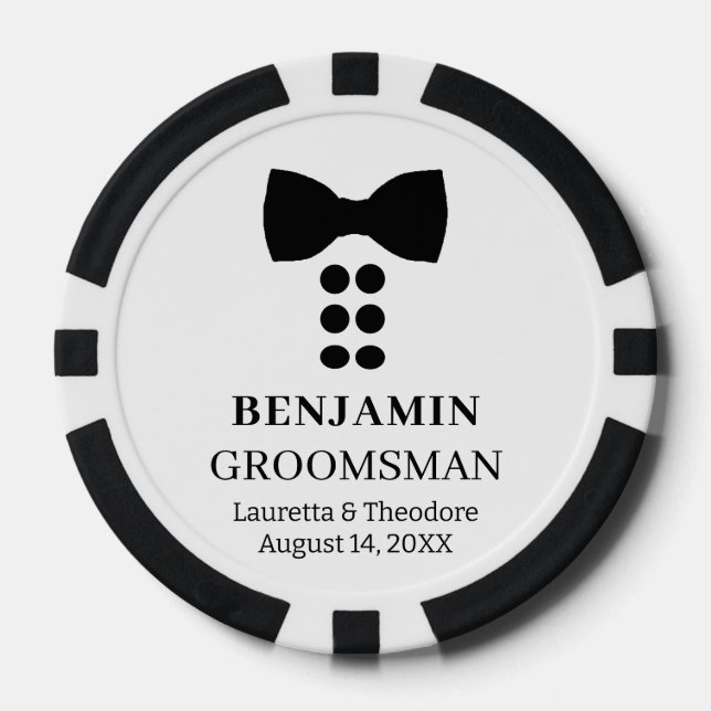 Personalised B&W Wedding  Poker Chips (Front)