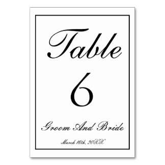 Personalised B&W Wedding Table Number