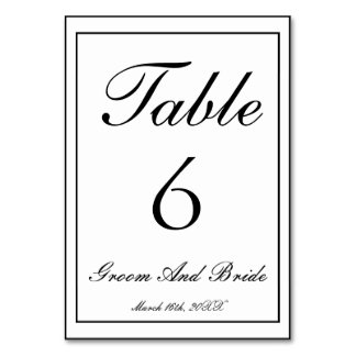 Personalised B&W Wedding Table Number