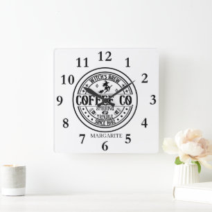 Personalised B&W Witch's Brew Square Wall Clock