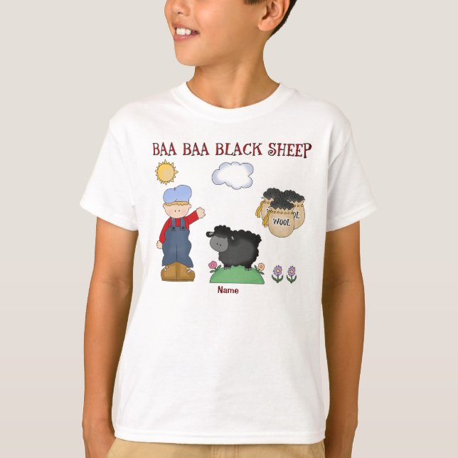 Personalised Baa Baa Black Sheep, Nursery Rhyme T-Shirt (Front)