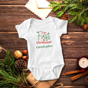 Personalised Babies Baby First 1st Christmas Gift Bodysuit