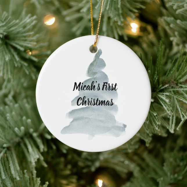 Personalised Babies Boy First Christmas Ornament (Tree)