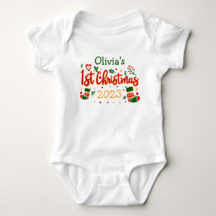 Personalised Babies First Christmas, Babie 1st Xms Baby Bodysuit