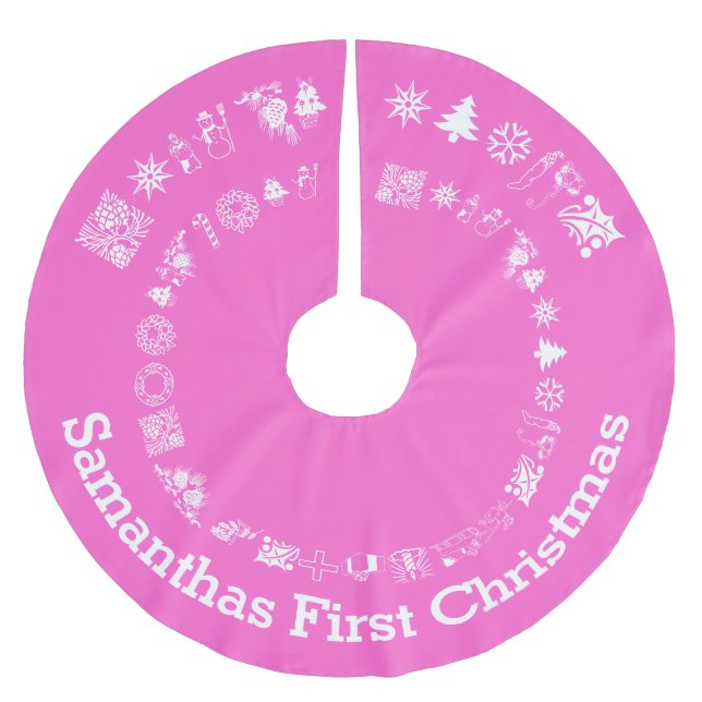 Personalised babies first Christmas Brushed Polyester Tree Skirt (Front)