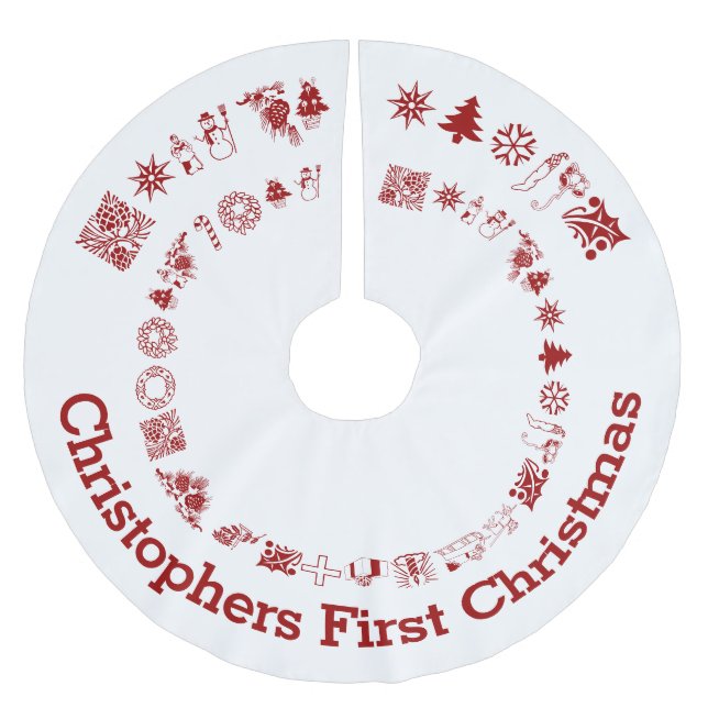 Personalised babies first Christmas Brushed Polyester Tree Skirt (Front)