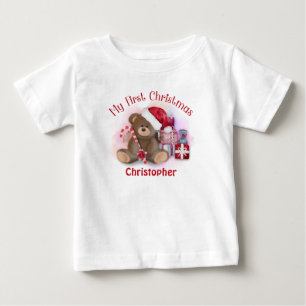 Personalised Babies First Christmas Teddy Bear Baby T-Shirt