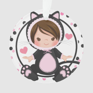Personalised Baby 1st Christmas Kitten Cat Girl Ornament