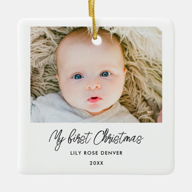 Personalised Baby 1st Christmas Photo Ornament (Front)