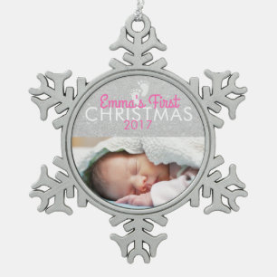 Personalised Baby 1st Christmas Snowflake Ornament