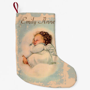Personalised Baby Angel Wings Double sided Small Christmas Stocking