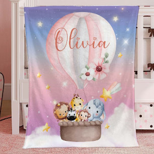 Personalised Baby Animal Blanket, Safari Nursery Fleece Blanket