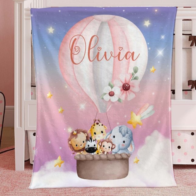 Personalised Baby Animal Blanket, Safari Nursery  Fleece Blanket (Creator Uploaded)