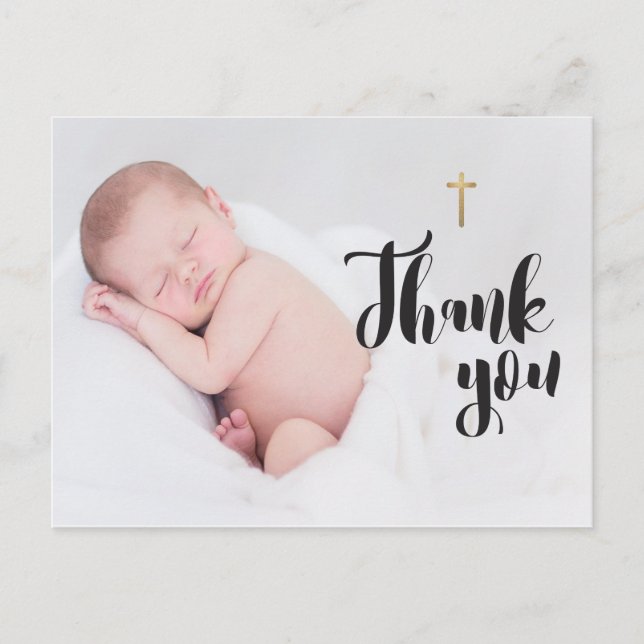 Personalised Baby Baptism Thank you Photo Postcard (Front)