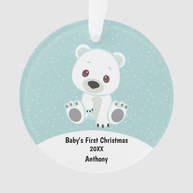 Personalised Baby Bear Baby's First Christmas Ornament (Front)
