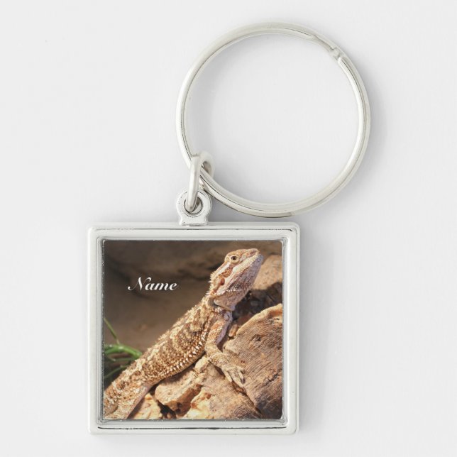 Personalised Baby Bearded Dragon Lizard Key Ring (Front)