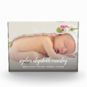 Personalised Baby Birth Announcement Photo Block
