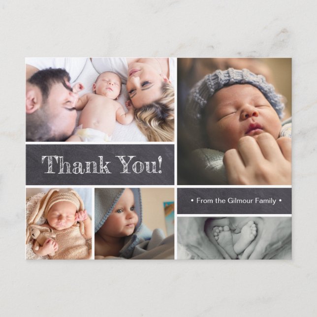 Personalised Baby birth announcement Thank You Postcard (Front)
