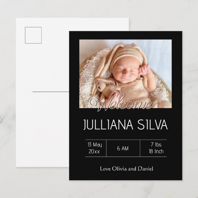 personalised baby Birth announcements  Postcard (Front/Back)