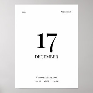 Personalised Baby Birth Poster - Minimalist Design
