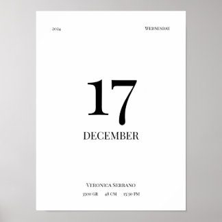Personalised Baby Birth Poster - Minimalist Design
