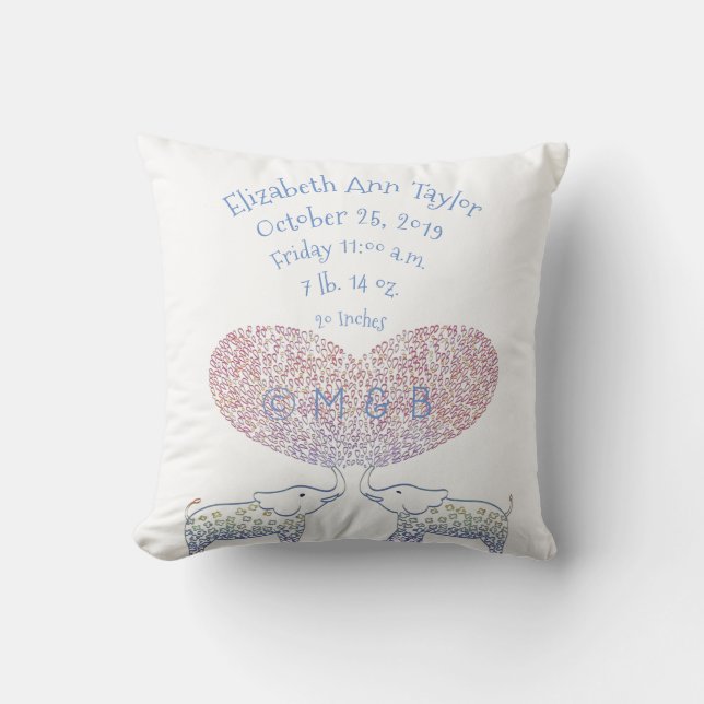 Personalised Baby Birth Record Stats Tons of Love Cushion (Front)